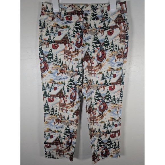 Loudmouth Pants - Loudmouth Pants Womens 6 Multicolor Santa North Pole Christmas Golf Capri